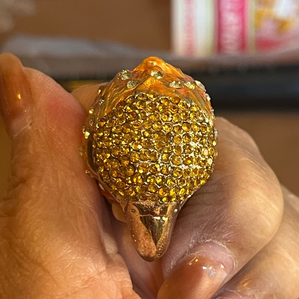 Rhinestone Encrusted Eagle Statement Ring, Sz 8 1… - image 5